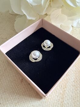 Gold Plated Pearl Stud Earrings, 5 of 5