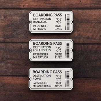 Personalised Boarding Pass Ticket Enamel Pin, 2 of 5