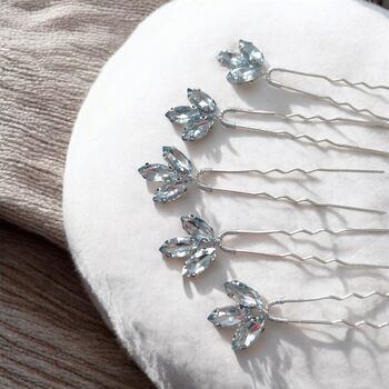Pale Blue Crystal Hair Pins, 3 of 4