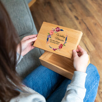 Personalised Wedding Memories Oak Box Summer Flowers, 2 of 3