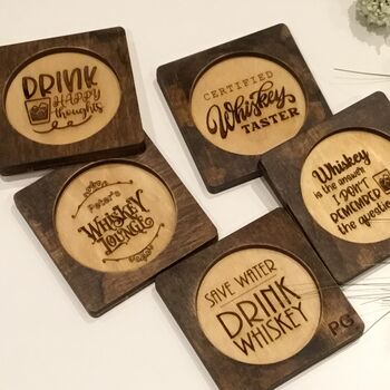 Whiskey Barrel Coasters, Bar Coasters Set Of Two, 6 of 6