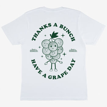 Thanks A Bunch Unisex White Fruit Logo T Shirt, 5 of 5