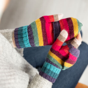 Rainbow Stripe Knit Gloves, 3 of 4