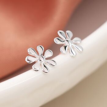 Sterling Silver Daisy Stud Earrings, 2 of 7