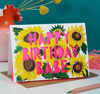Neon Floral Papercut Birthday Four Pack, 4 of 5