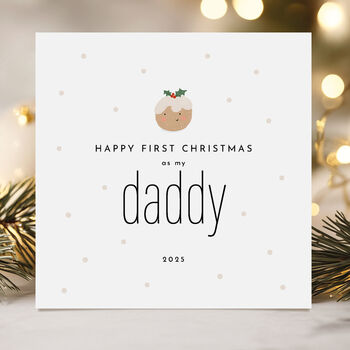 Happy First Christmas As My Mummy / Daddy Card: Cute Christmas Pudding Design, 3 of 12