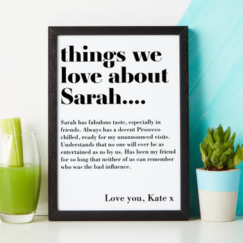 Personalised Things We Love About Friend Gift, 3 of 4
