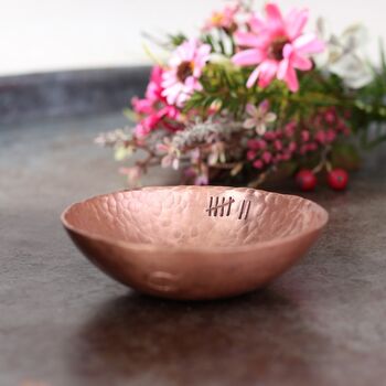 7th Anniversary Small Hammered Copper Ring Bowl, 6 of 8