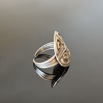 Swirl Pattern Silver Disc Adjustable Ring, 5 of 9