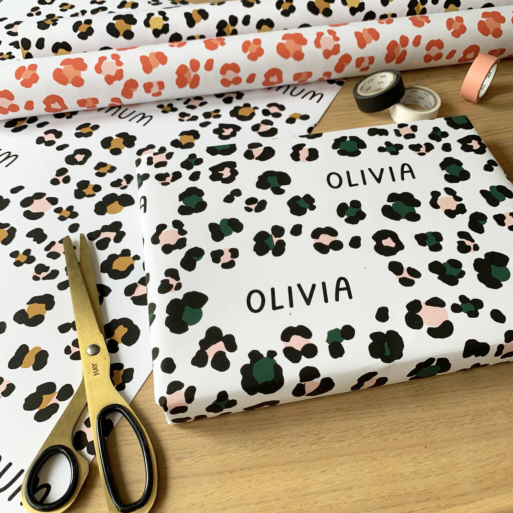 Personalised Leopard Print Name Wrapping Paper, 1 of 5
