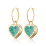 Geometric Turquoise Heart Charm Hoop Earrings, thumbnail 6 of 6