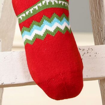 Personalised Log Cabin Knitted Christmas Stocking, 8 of 9