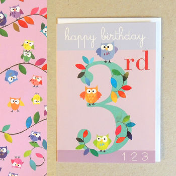 Owls 3rd Birthday Card, 3 of 5