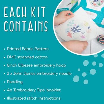 Abstract Florals Embroidery Kit, Craft Diy Sewing Kit, 6 of 9