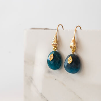 Gold Plated Apatite And Rose Quartz Drop Earrings, 2 of 7