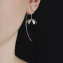 Silver Daisy Flower Long Wire Earrings, thumbnail 3 of 4