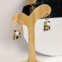 Leopard Print Faux Fur Earrings Gold Plated, thumbnail 4 of 6