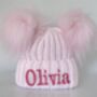 Baby Pink Embroidered Knitted Hat, thumbnail 1 of 4