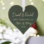 First Married Christmas Wooden Heart Tree Decoration, thumbnail 6 of 12