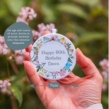 Personalised Name And Age Floral Birthday Ceramic Keepsake, 2 of 2