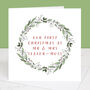 Our First Married Christmas Personalised Wreath Card, thumbnail 5 of 7