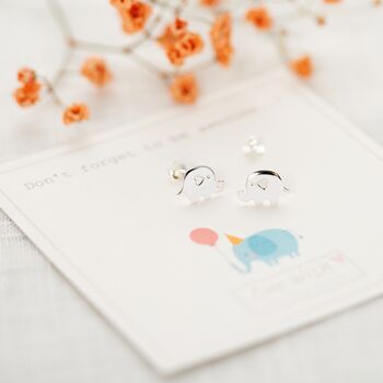 Awesome Elephant Sterling Silver Stud Earrings, 3 of 10