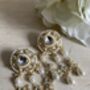 Pearl Dangle Gold Plated White Kundan Earrings, thumbnail 1 of 4