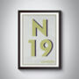 N19 Holloway, Tufnell Park London Postcode Print, thumbnail 8 of 11