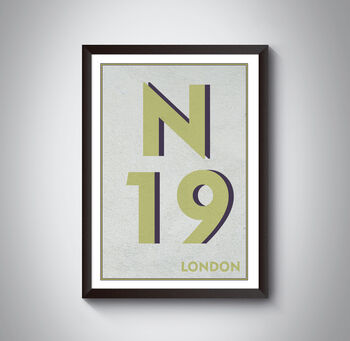 N19 Holloway, Tufnell Park London Postcode Print, 8 of 11