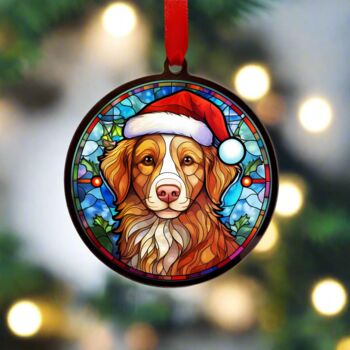 Nova Scotia Duck Tolling Retriever In Santa Hat Suncatcher Decoration, 2 of 6