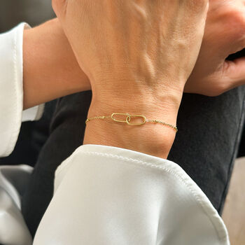 Two Interlocking Rings Bracelet With Birthstone, 3 of 8