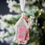 Pink Fairytale Gingerbread House Shaped Bauble, thumbnail 3 of 5