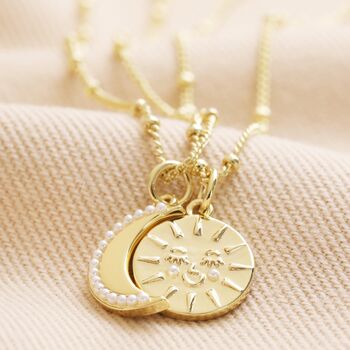 Mother And Child Sun And Moon Necklaces In Gold Plating, 4 of 9