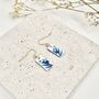 Delicate Blue Floral Handmade Clay Dangle Earrings, thumbnail 1 of 6