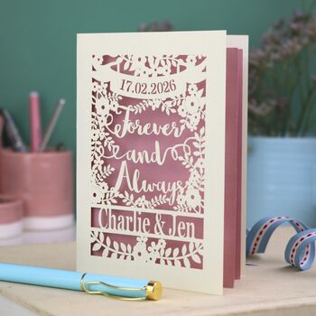 Personalised Papercut 'Forever And Always' Wedding Card, 4 of 8
