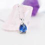 Sterling Silver Sapphire Blue Pear Cut Cz Necklace, thumbnail 1 of 11