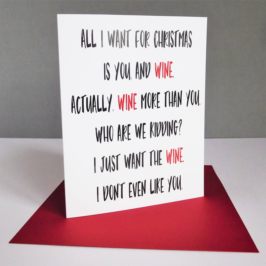 funny wine christmas card by the new witty | notonthehighstreet.com