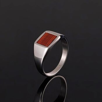 Men's Red Tigers Eye Gold Signet Ring For Men, 7 of 12