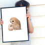 Illustrated Children's Wall Art Print Owl And Owlet, thumbnail 3 of 4