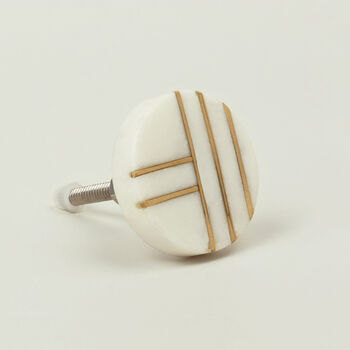 G Decor Estella Marble With Brass Round Pull Knobs, 5 of 7