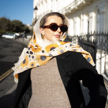 Sunflower Print Scarf In Personalised Gift Box, 7 of 7