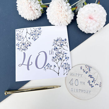 40th Birthday Floral Coaster, 2 of 8