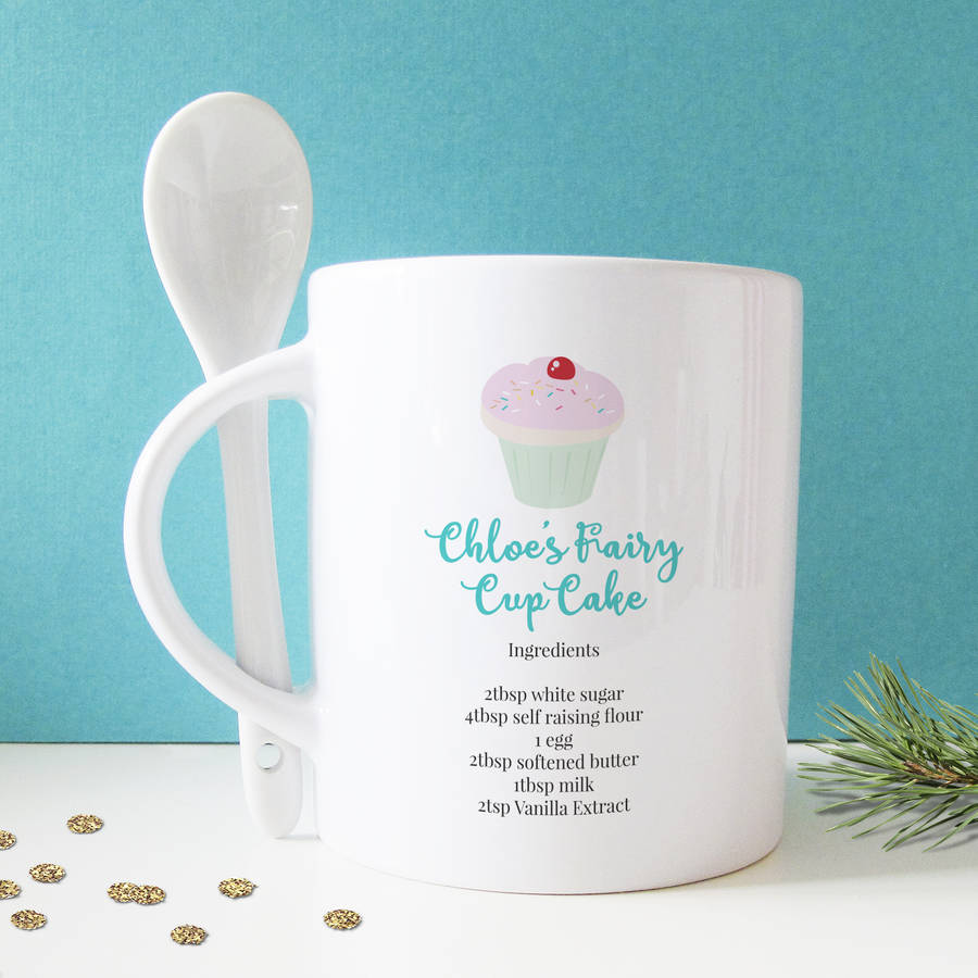 Personalised Fairy Cake Mug With Spoon Personalised Fairy Cake Mug With Spoon