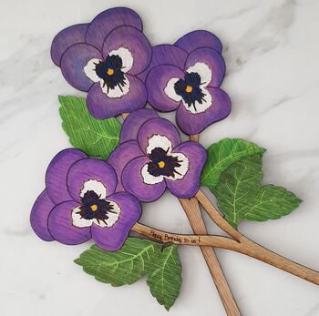 Handpainted Wood Violet Birth Flower February In Vase, 3 of 10