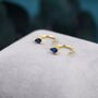 Sapphire Blue Cz Droplet Huggie Hoop Earrings Two, thumbnail 4 of 12