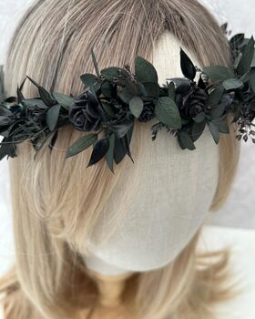 Gothic Black Flower Crown, 2 of 6