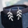 Sterling Silver Olive Leaf Mini Crawler Earrings, thumbnail 3 of 12