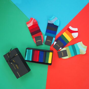 Block Stripe Men’s Trainer Socks Gift Box, 3 of 7