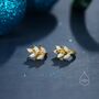 Sterling Silver White Opal Leaf Huggie Hoop Earrings, thumbnail 1 of 10