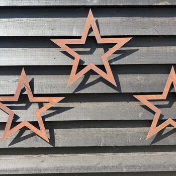 Three Metal Star Decorations , Signs For The Home Or Garden , Fence Or Wall, 4 of 11